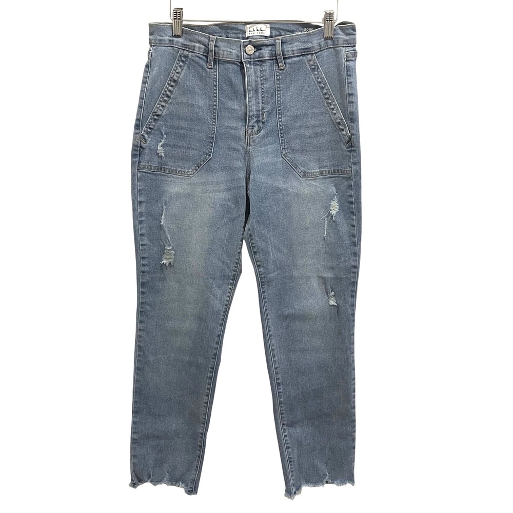 Nicole Miller Soho‎ High Rise Ankle Slim Jeans Distressed Light Wash Size 10